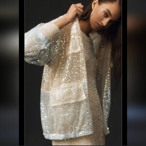 By ANTHROPOLOGIE Sequin Bomber Jacket NWT! One Size